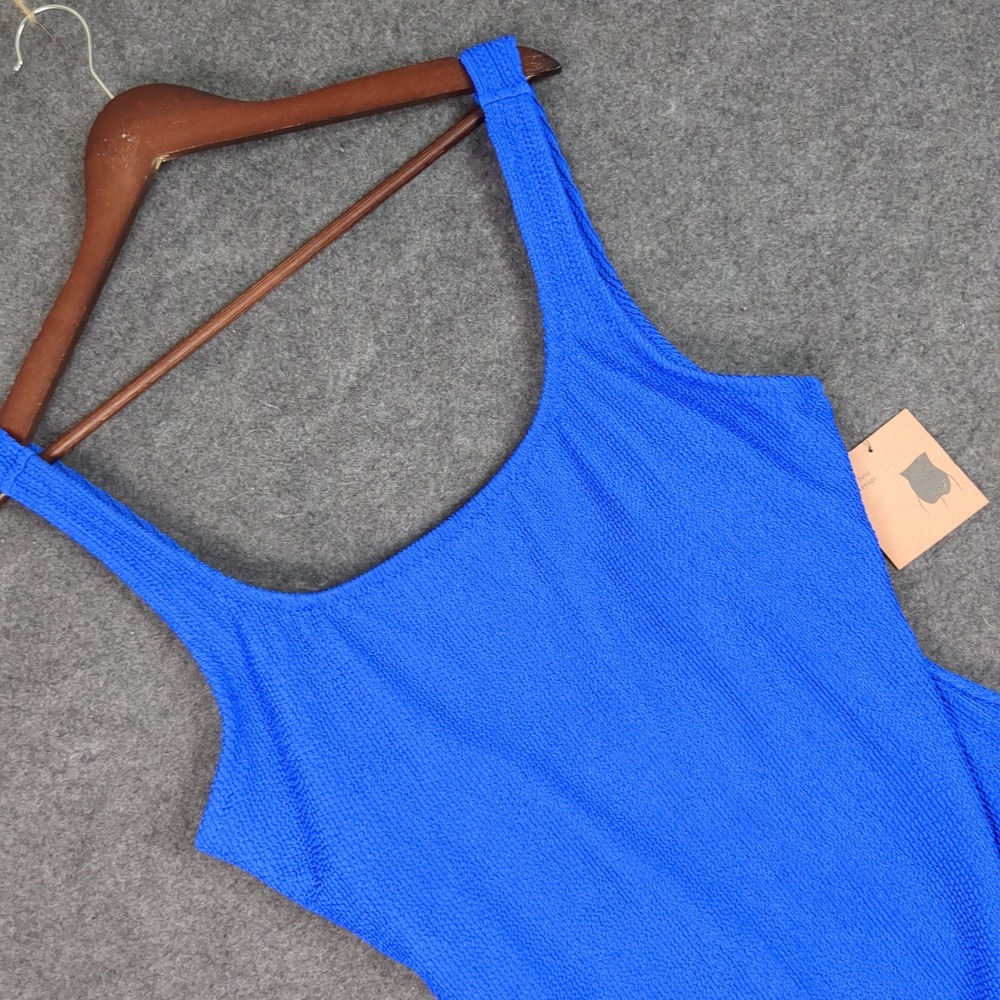 Shade & Shore Blue Textured Scoop Neck One‎ Piece Swimsuit XL 16 NWT